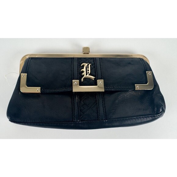 L.A.M.B. Handbags - Vintage L.A.M.B Gwen Stefani Women's Black Leather Clutch Celebrity